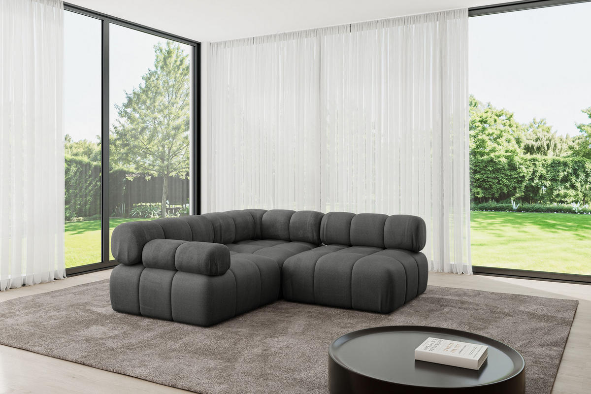 ECKSOFA modulares Sofa Mende-L1 - 190x190x70 cm Dunkelgrau Velours - Dunkelgrau, Holzwerkstoff/Textil (190/190cm) - ALTDECOR