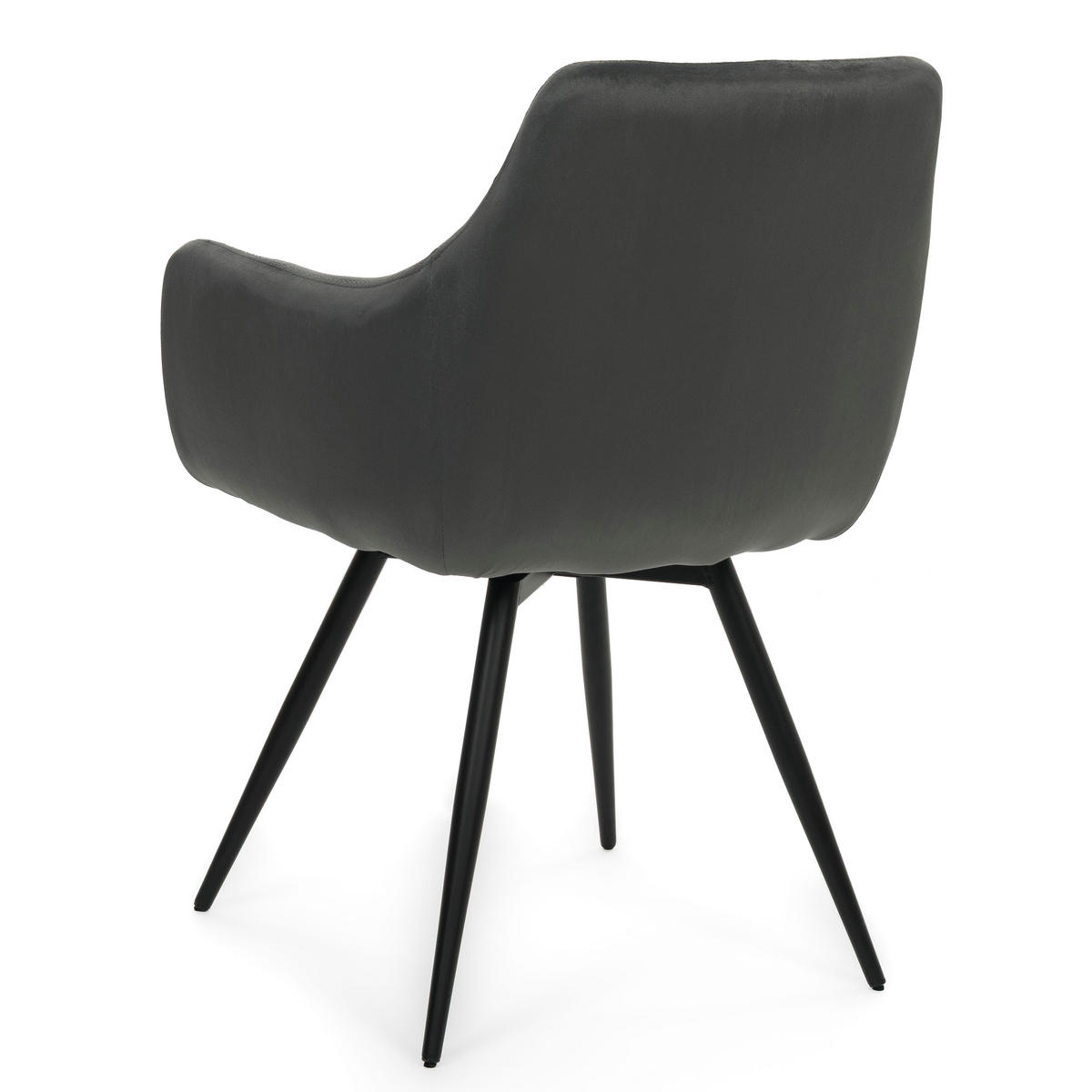 STUHL FANO drehbar gepolsterter mit Steppung - grau - Velour - Schwarz/Grau, Textil/Metall (58/83/59cm) - NEW HOME