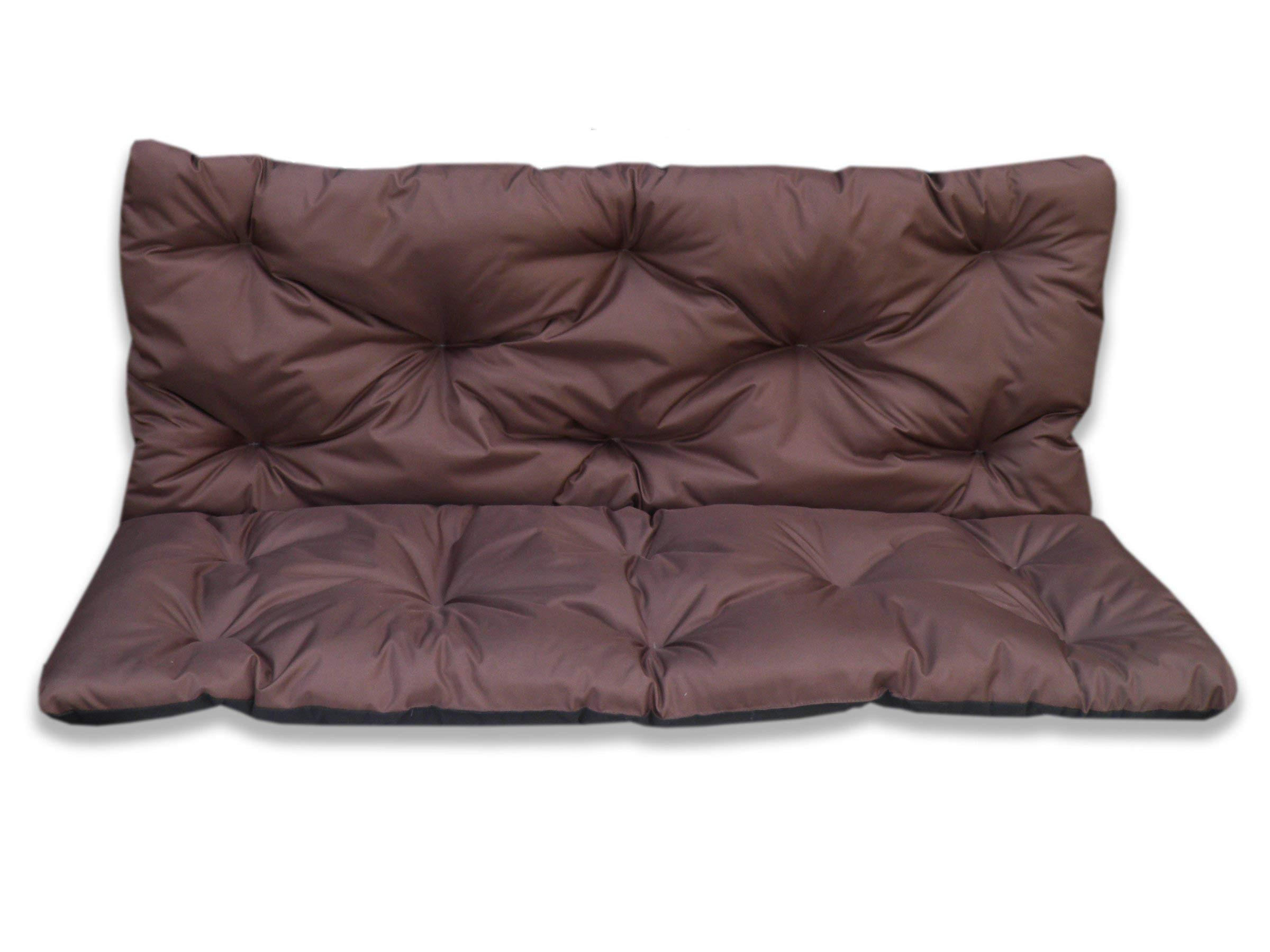 SITZKISSEN mit Rückenteil für 2 Personen Bankauflage KOMPLETT (135x60x50 cm, Braun) - Braun, Naturmaterialien (135/50/60cm) - Best for Kids