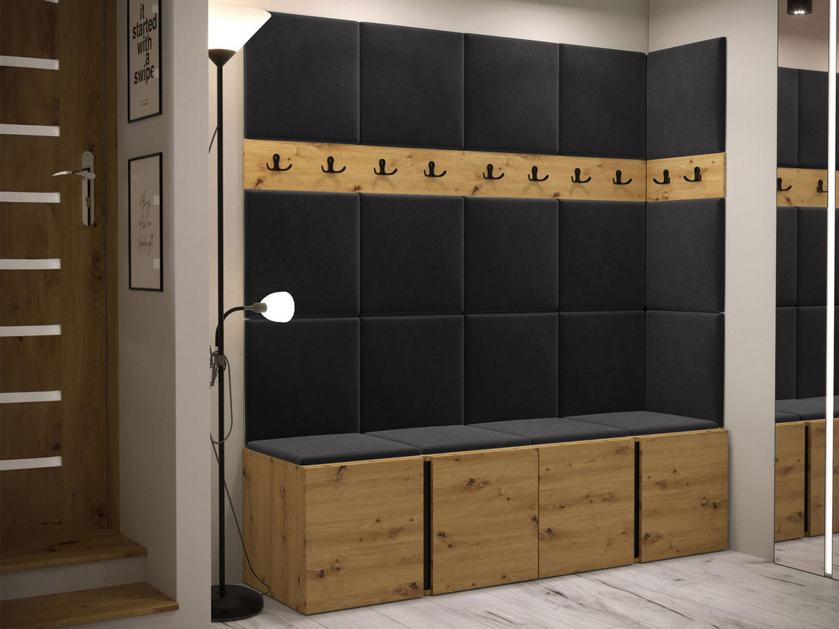 GARDEROBEN-SET Orion II - Anthrazit/Eiche Artisan, Holzwerkstoff/Kunststoff (168/186/46cm) - MIRJAN24