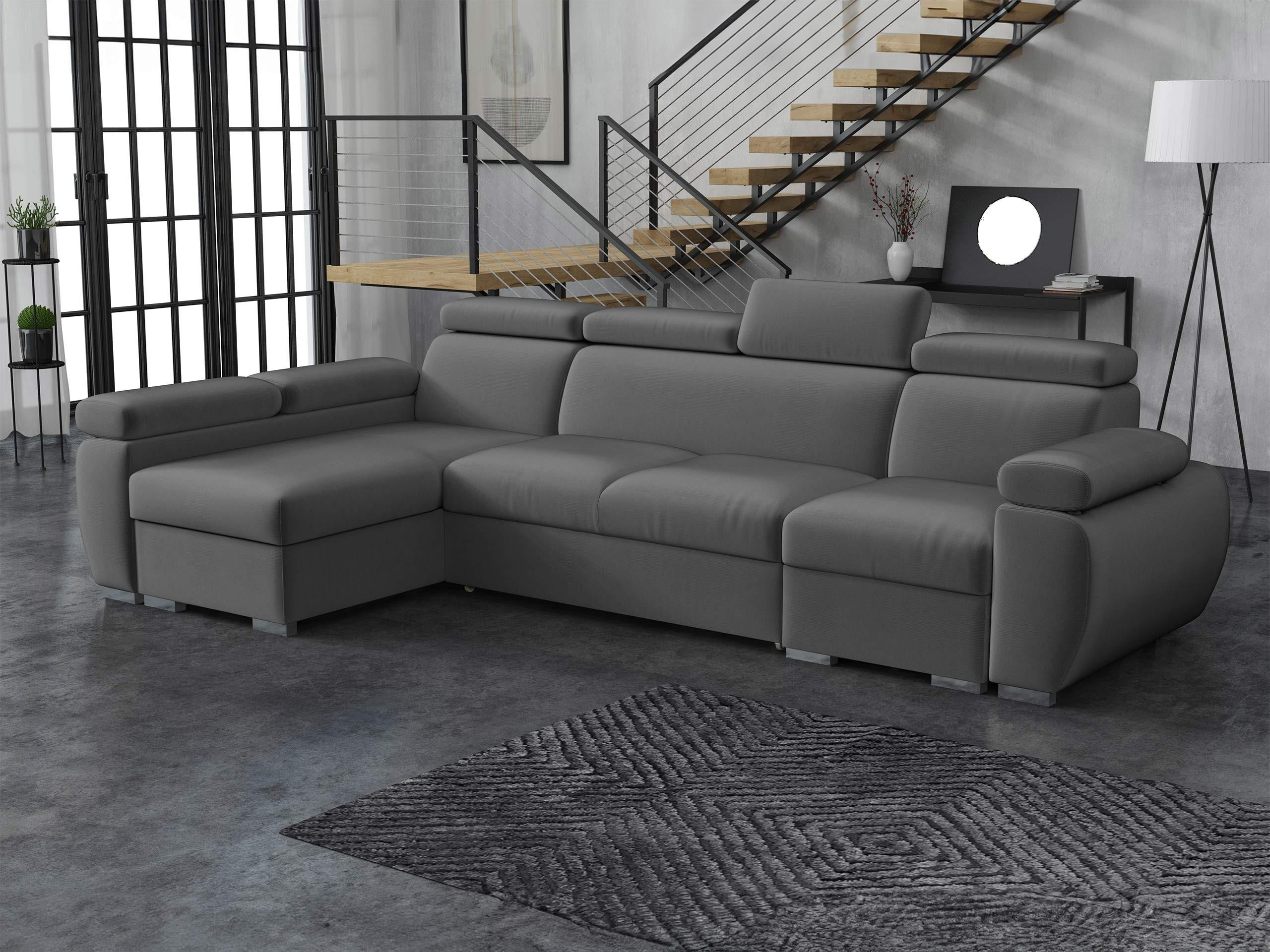 ECKSOFA Boston LCP, Seite: Links LCP+2R+1P(65) - Silberfarben/Grau, Holz/Textil (320/170cm) - MIRJAN24