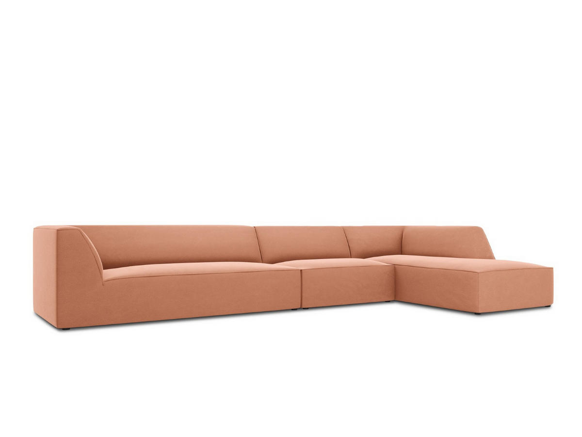 ECKSOFA rechts Ruby aus Samt rosa 5 Sitzplätze - Pink, Textil (180/366cm) - Micadoni