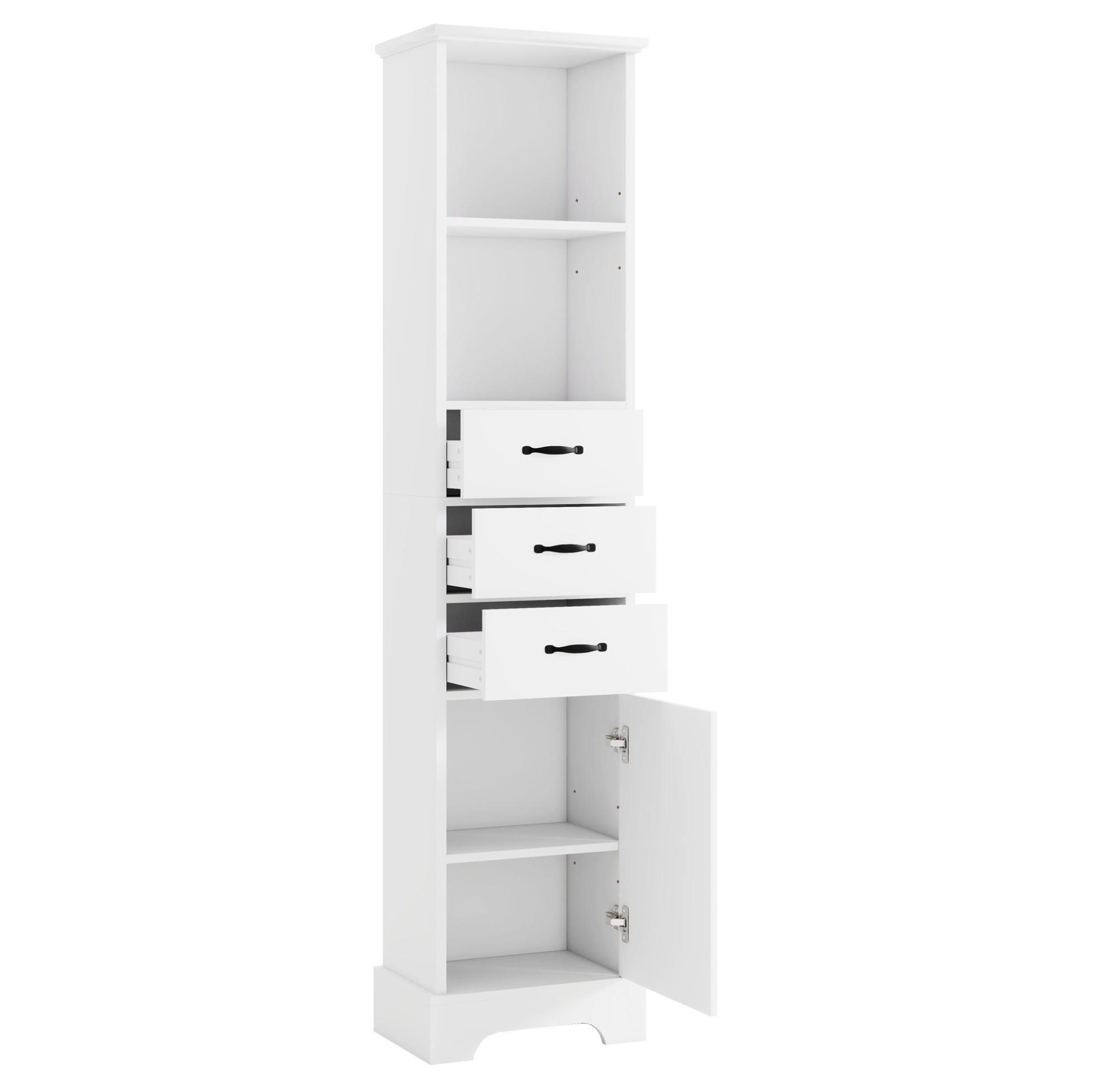 BADEZIMMERSCHRANK mit 3 Schubladen 38 x 26 x 172,5 cm Weiß - Weiß, Holzwerkstoff (26/172.5/38cm) - Beauniv