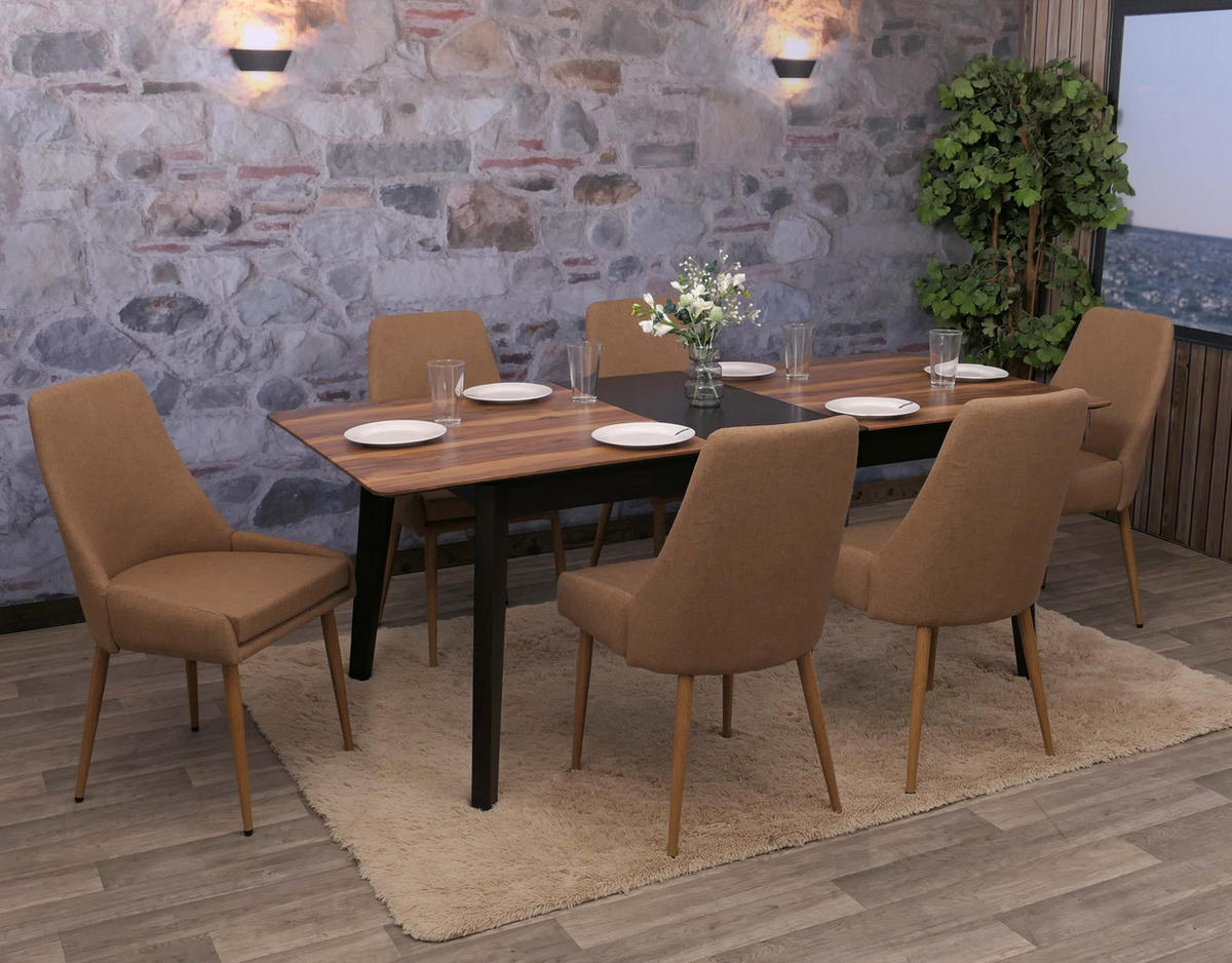 ESSZIMMERSTUHL Braun 6er-Set - Braun, Textil (50/92/60cm) - MCW