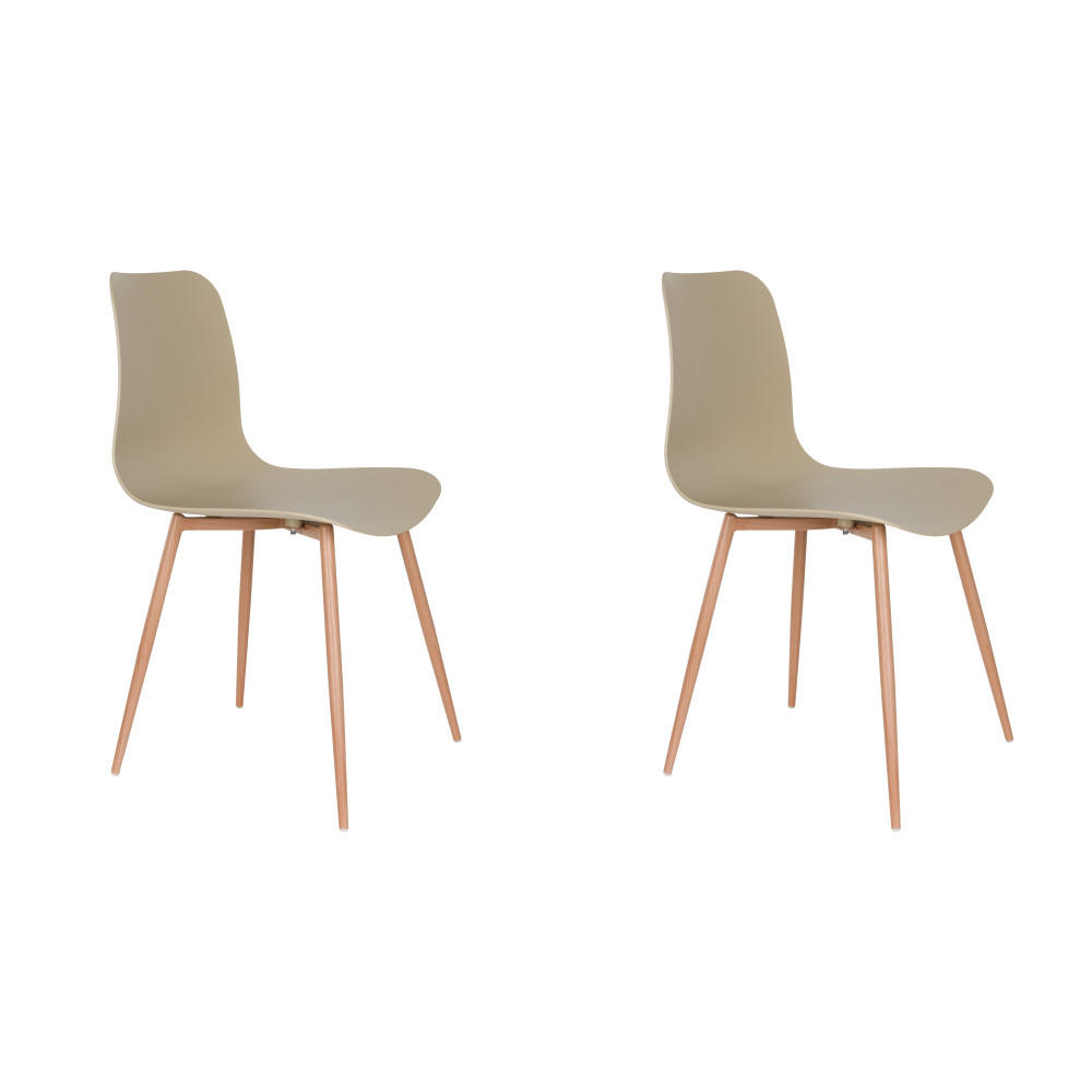 ESSZIMMERSTUHL Leon - Beige - 49/44/80 cm - 2er-Set - Beige, Metall (44/80/49cm) - Novel