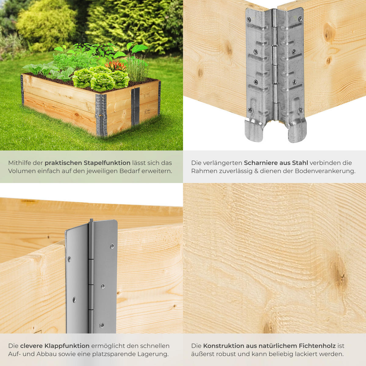 HOCHBEET 2er Set, 120 x 80 x 19 cm, holzdekor - Eiche Artisan, Holz (80/19/120cm) - tectake