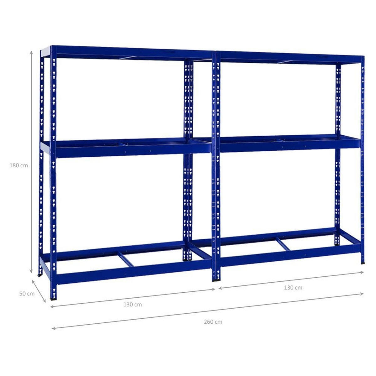 REIFENREGAL Tiger 2er-Set mit 2x 180x130x50 cm bis zu 24 Reifen mit Fachboden Blau - Blau, Metall (260/180/50cm) - PROREGAL