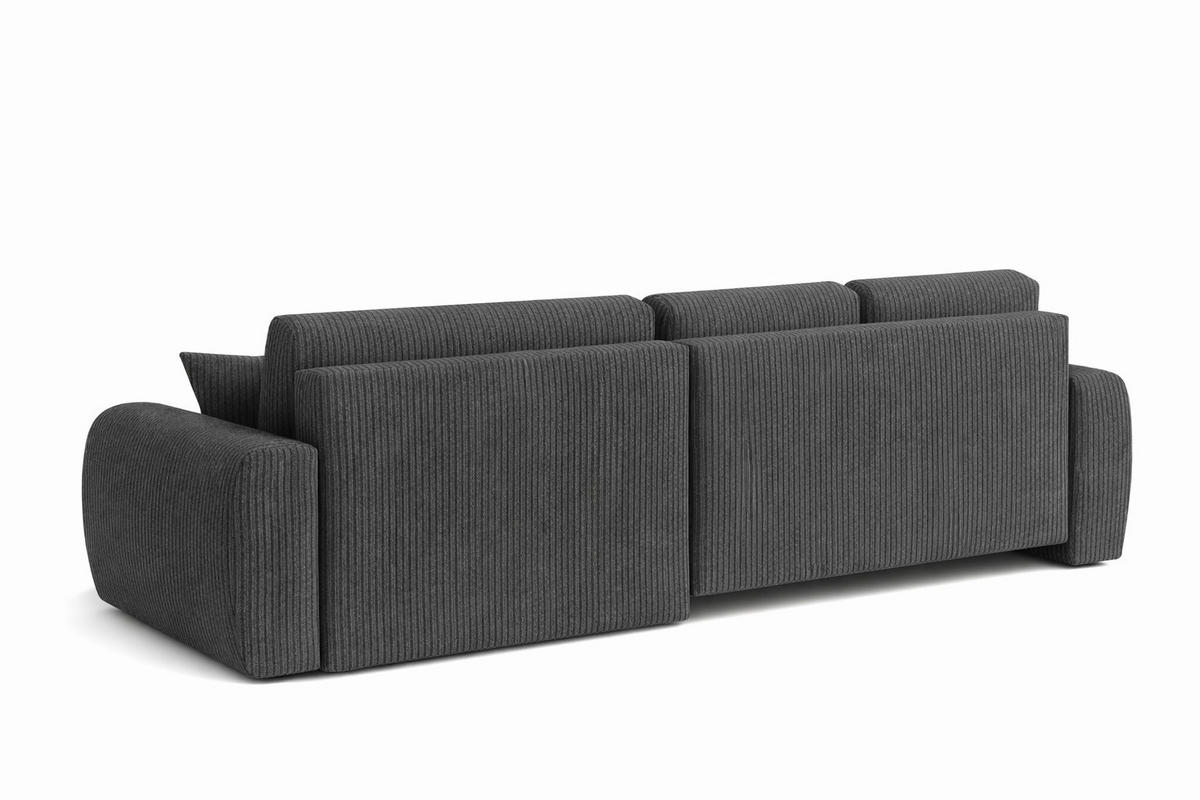 ECKSOFA Mit Schlaffunktion Und Bettkasten L-Form Ivo XL, Cordstoff Poso, Grau, Links - Grau, Holz (280/142cm) - Kaiser Möbel