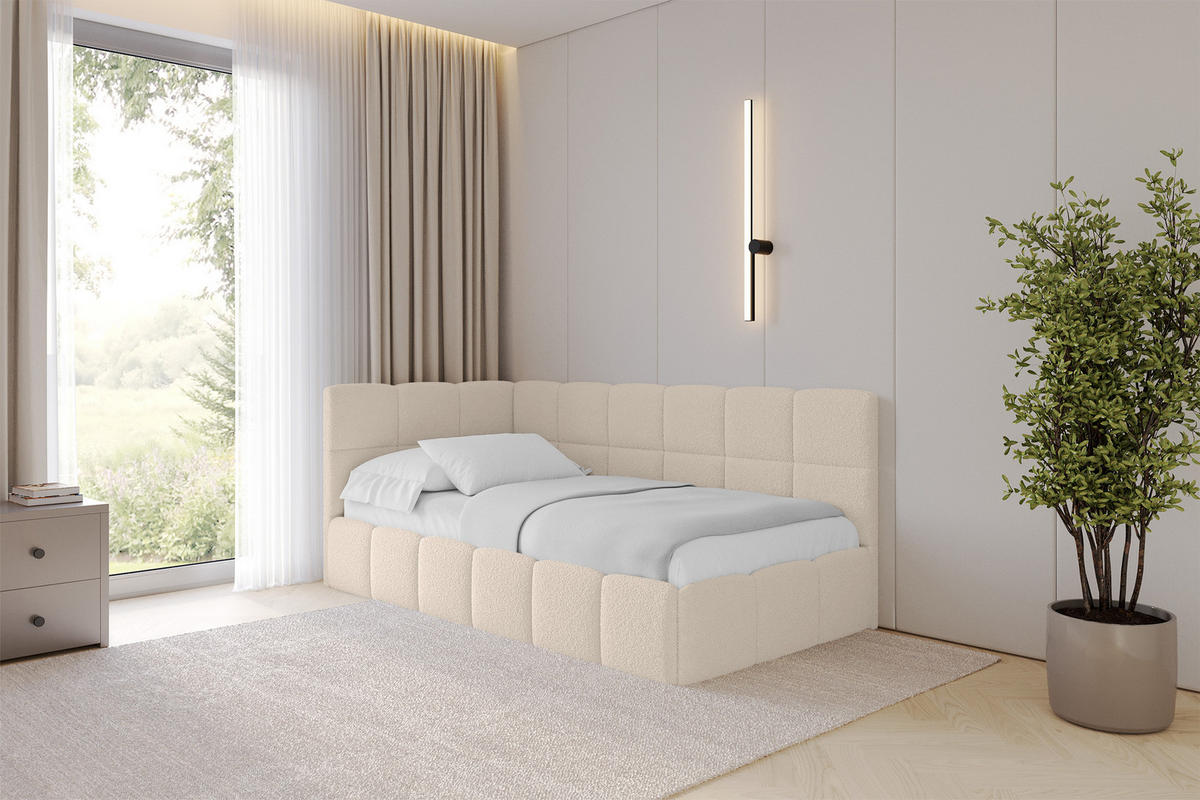 EINZELBETT Jugendbett mit Bettkasten Rechts, ohne Matratze - LIVY 80x200 Dunkelbeige - Mokka, Holzwerkstoff/Textil (80/200cm) - ALTDECOR