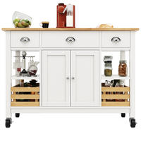 KÜCHENINSEL Weiß 120x45x90 cm mit Holzoptik & Pinienkorb - Multicolor, Holz (45/90/120cm) - SHOPENTRA