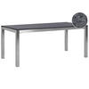 GARTENTISCH Edelstahl/Naturstein schwarz geflammt 180/90 cm einteilige Tischplatte Grosseto - Silberfarben/Schwarz, Stein (180/90/76cm) - Beliani