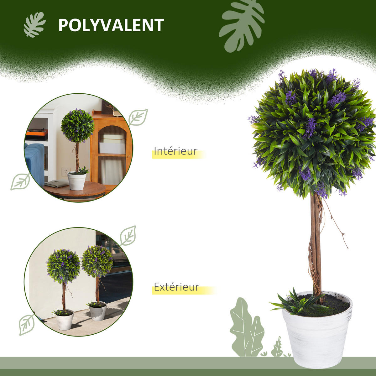 PFLANZENSET Grün realistisch mit Topf 60 cm (2er-Set) - Grün, Kunststoff (60cm) - PANGIVO