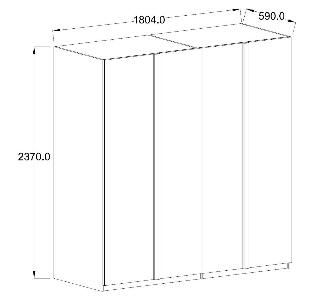 SCHLAFZIMMER-SET Italia Weiß matt / weiß hochglanz 5-teilig - Weiß Hochglanz/Weiß, Holz/Holzwerkstoff (160/200cm) - Feldmann-Wohnen