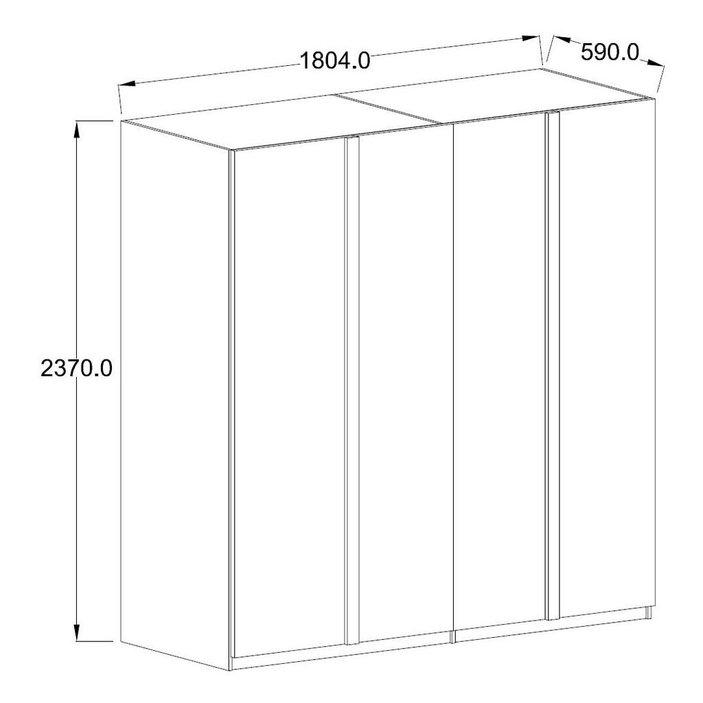 Thumbnail - Feldmann-Wohnen Kleiderschrank, Weiß, Weiß Hochglanz, Holz, 6 Fächer, Rechteckig, 180x237x59 cm, Schlafzimmer, Kleidersc...