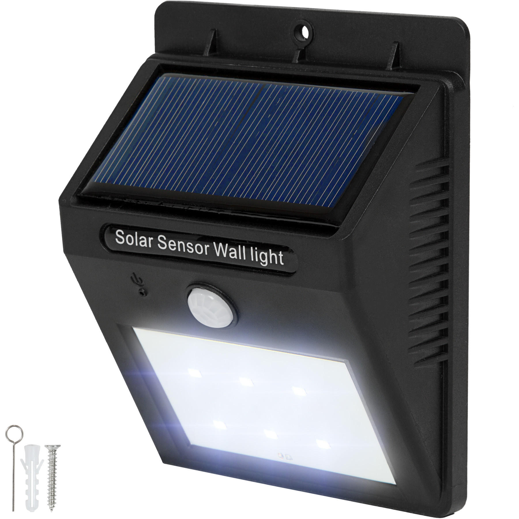SOLARLAMPE mit Bewegungsmelder ,9,7 x 5,1 x 12,4 cm,schwarz - Schwarz, Kunststoff (12.4/9.7/5.1cm) - tectake
