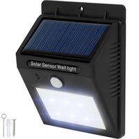SOLARLAMPE mit Bewegungsmelder ,9,7 x 5,1 x 12,4 cm,schwarz - Schwarz, Kunststoff (12.4/9.7/5.1cm) - tectake