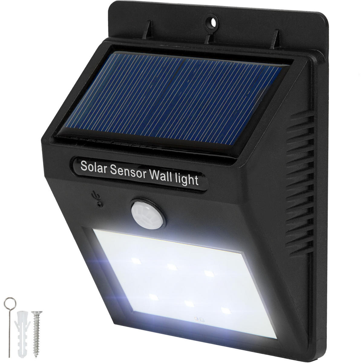 SOLARLAMPE 2er Set mit Bewegungsmelder ,9,7 x 5,1 x 12,4 cm,schwarz - Schwarz, Kunststoff (12.4/9.7/5.1cm) - tectake