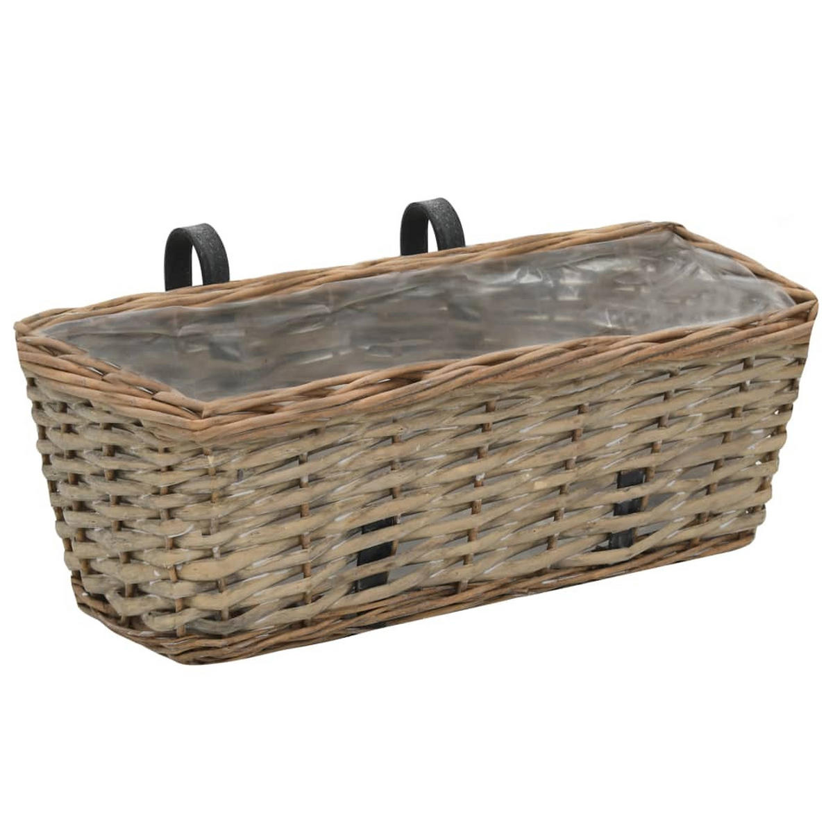 BALKON-BLUMENTÖPFE 2er Set Weide Mit Pe-Auskleidung 40 Cm - Braun, Naturmaterialen (16/13/40cm) - vidaXL