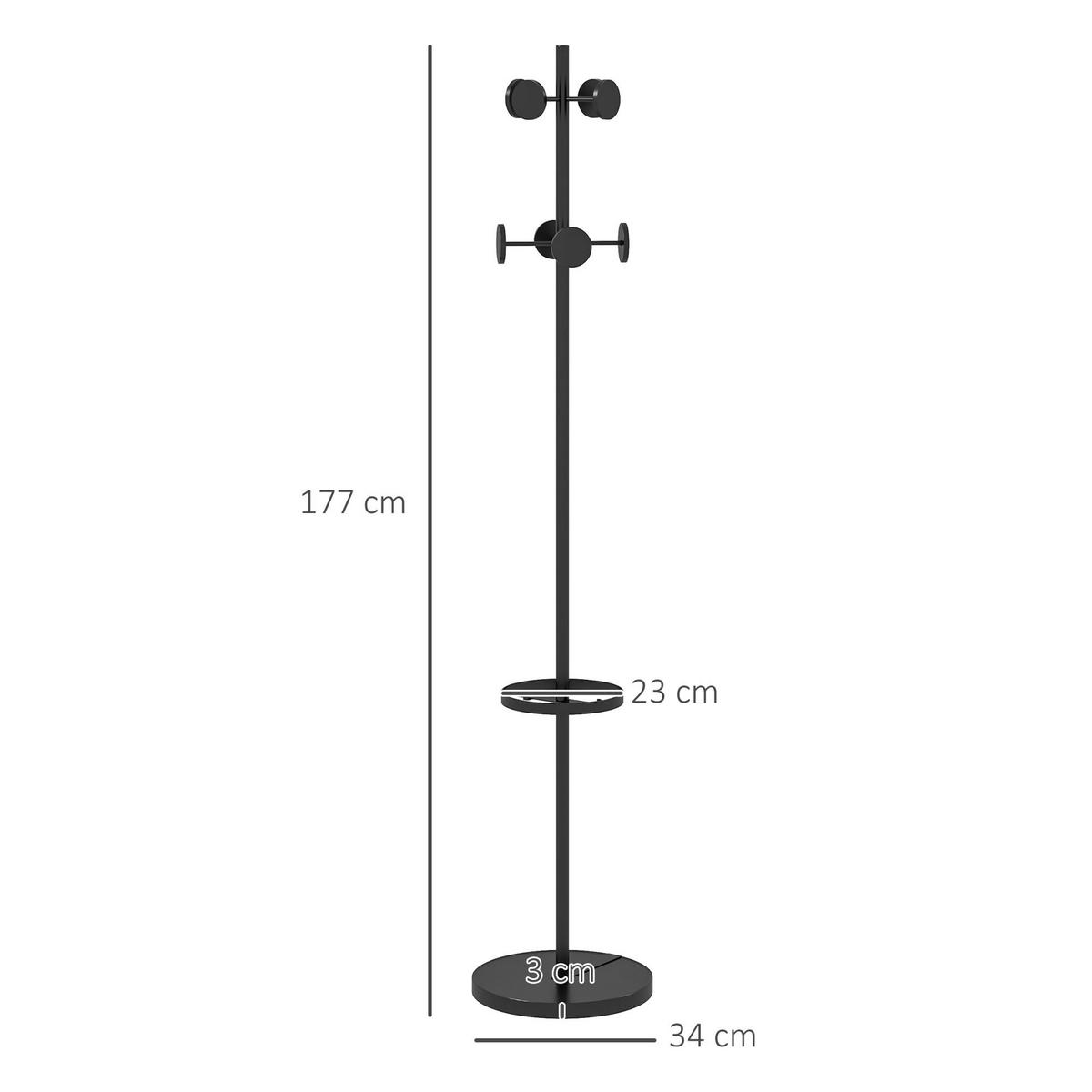 GARDEROBENSTÄNDER Schwarz 1 Stück - Schwarz, Metall (34/177/34cm) - GiPP