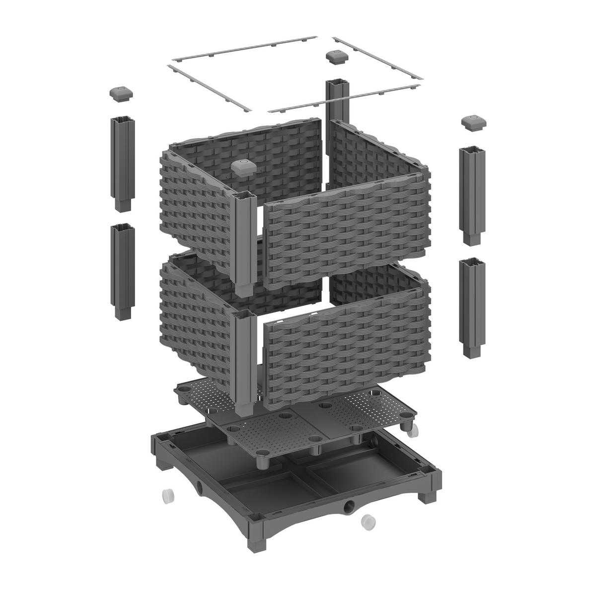 PFLANZKÜBEL - Grau, Kunststoff (40/38/40cm) - Relaxdays