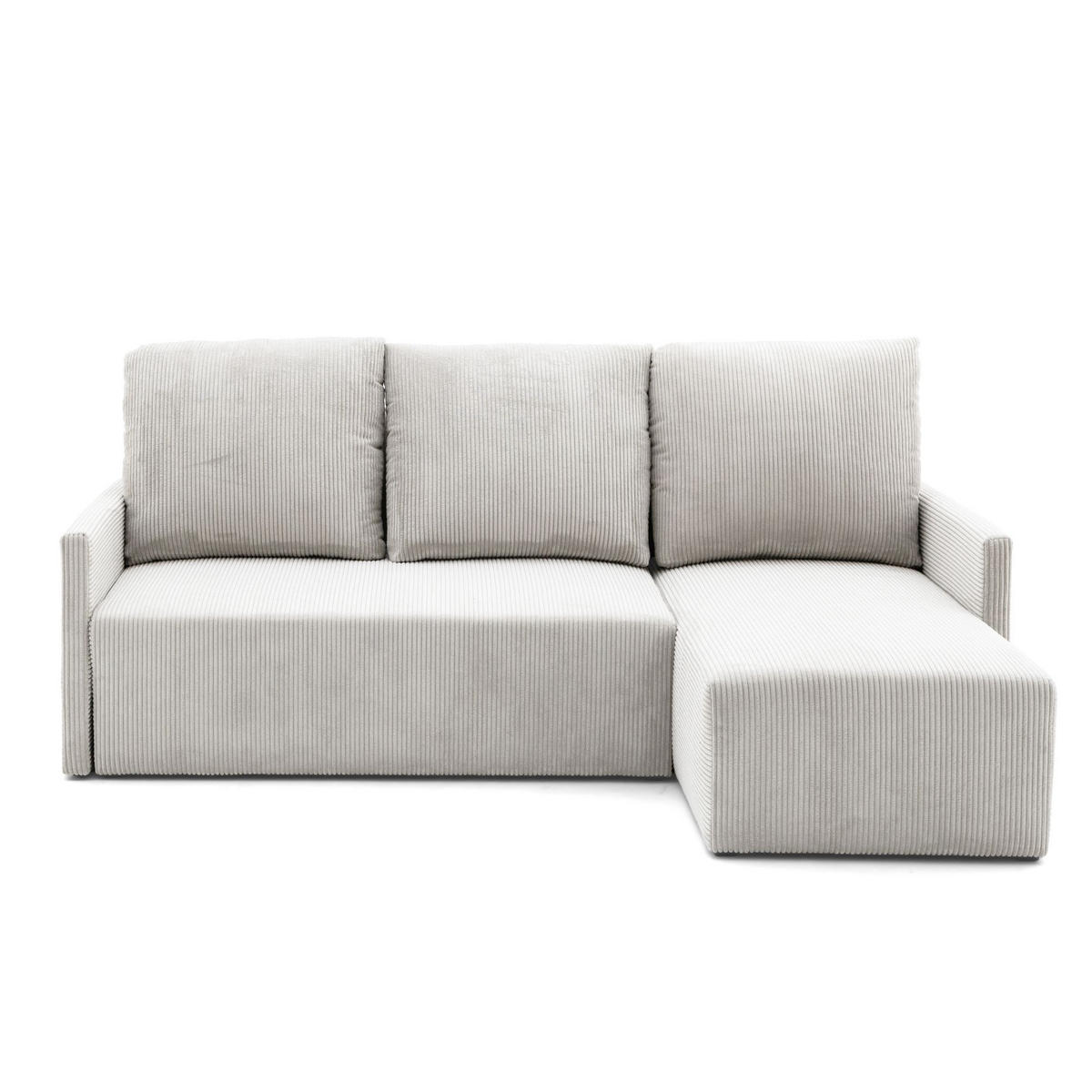 ECKSOFA GARDA L universell links/rechts montierbar mit Schlaffunktion 132x198 cm Cord Creme - Creme/Schwarz, Holz/Kunststoff (209/145cm) - NACANAPA