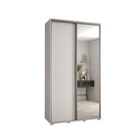 SCHWEBETÜRENSCHRANK 235,2/130/60 2-türig - Silberfarben/Weiß, Holz/Metall (130/235/60cm) - Abiks Möbel