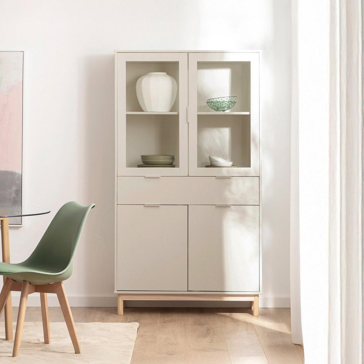 VITRINENSCHRANK DOPPELTER Elian Weiß 95 cm x 170 cm - Weiß, Holzwerkstoff (95/170/39cm)