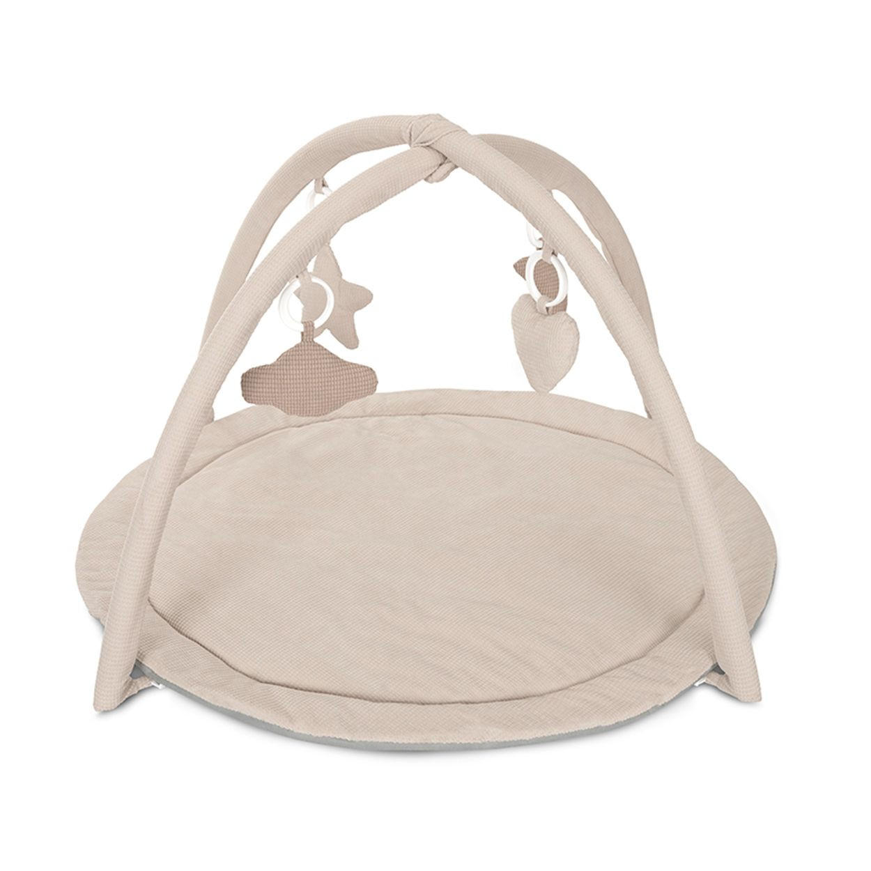 SPIELBOGEN Moments beige Rassel, Greifling, vier Spielzeuge zum Abnehmen, 100% Polyester - Beige, Textil (88/56/88cm) - Lorelli