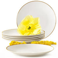 DESSERTTELLER-SET AD BELLA, 6-tlg - Ecru/Goldfarben, Keramik (20cm) - KONSIMO®