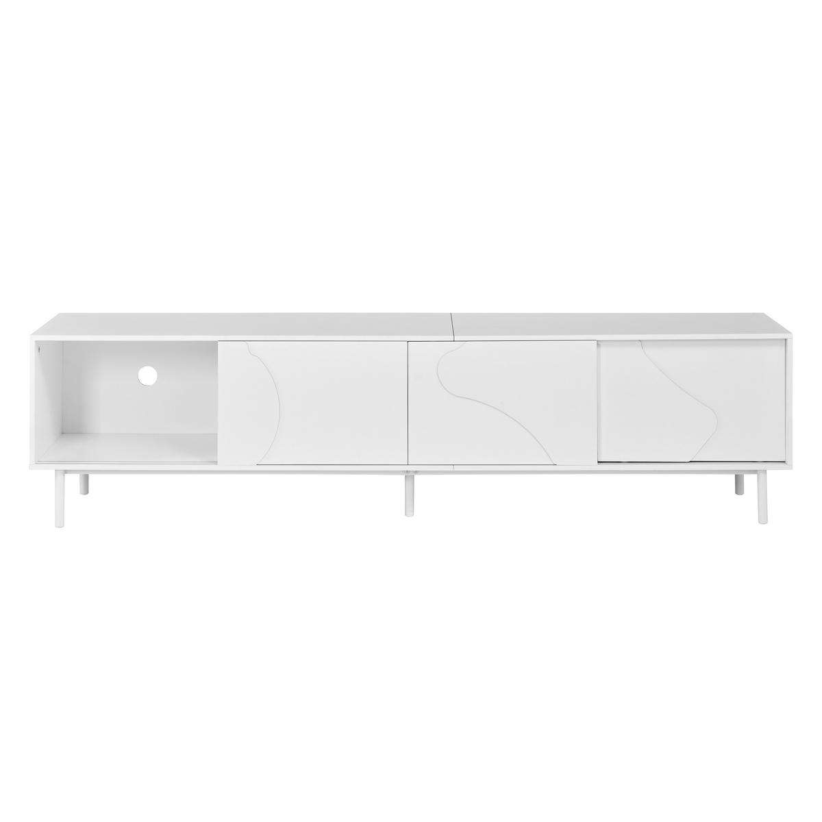 TV-LOWBOARD 180 x 40 x 45 cm, 3 grifflose Schiebetüren, LED, Weiß - Weiß, Holzwerkstoff (180/45/40cm)
