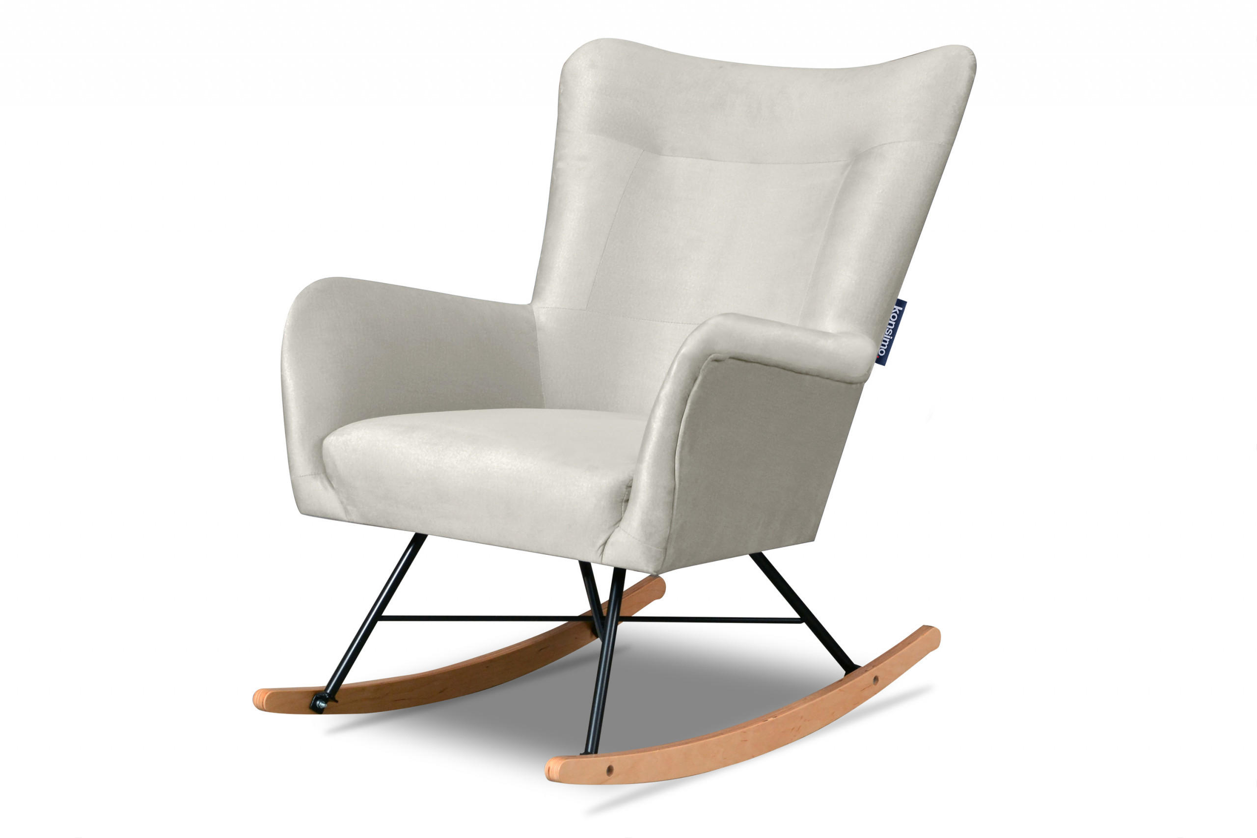 SCHAUKELSESSEL ADDUCTI pflegeleichter Veloursstoff, Creme - Eichefarben/Creme, Holz/Textil (75/94/112cm) - KONSIMO®