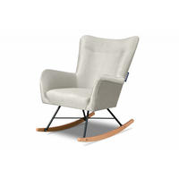 SCHAUKELSESSEL ADDUCTI pflegeleichter Veloursstoff, Creme - Eichefarben/Creme, Holz/Textil (75/94/112cm) - KONSIMO®