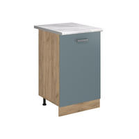 KÜCHENUNTERSCHRANK R-Line, Blau-Grau/Goldkraft Eiche, 50 cm Arbeitsplatte Marmor - Honigeiche/Blaugrau, Holzwerkstoff (50/81.6/60cm) - Vicco