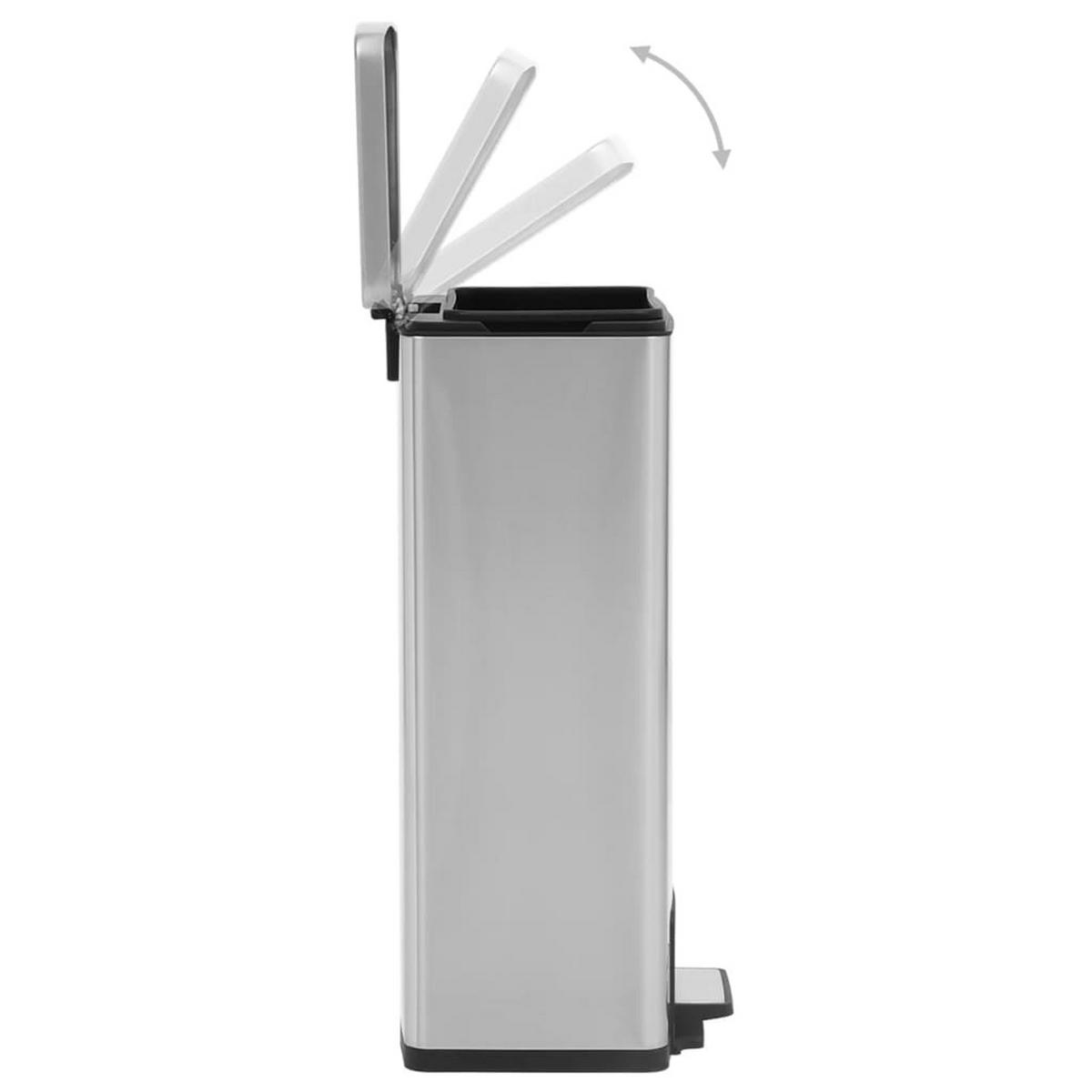 MÜLLEIMER mit Fußpedal 30L Edelstahl Silber - Silberfarben, Metall (31/71/31cm) - DELUKE