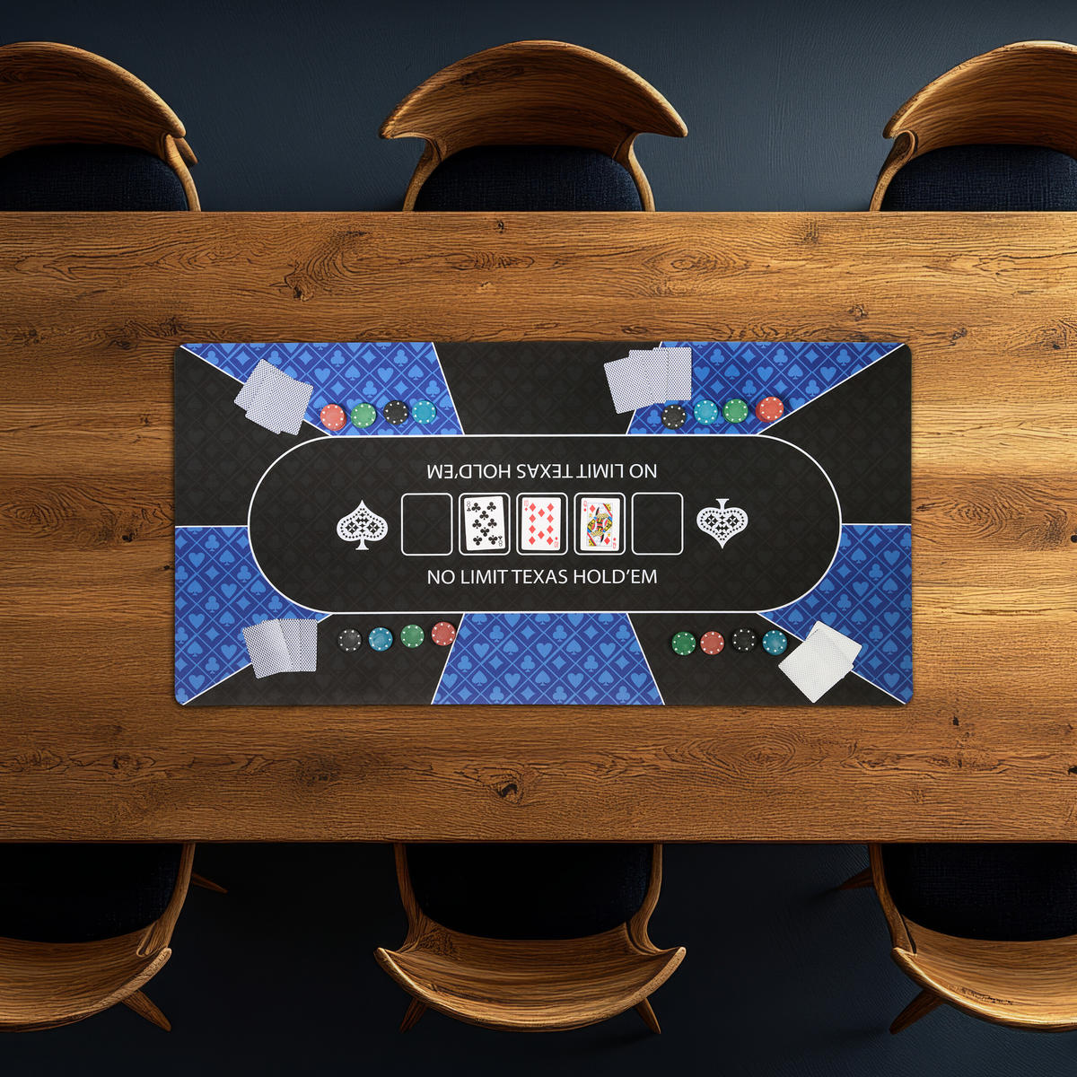 POKERMATTE - Blau/Schwarz, Wellpappe/Kunststoff (120/0.2cm) - Relaxdays