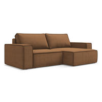 ECKSOFA mit Schlaffunktion Strukturstoff Stoff Orange - Terra cotta/Schwarz, Kunststoff/Textil (257/148cm) - Makamii