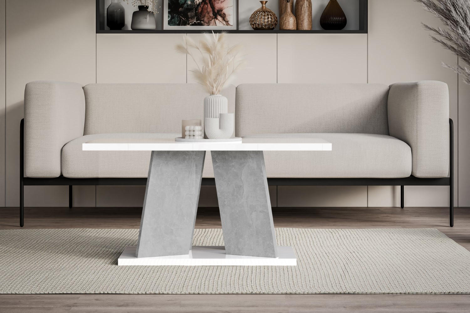 Thumbnail - Altdecor Kaffeetisch, Weiß Hochglanz, Holzwerkstoff, Rechteckig,Rechteckig, 70x60x110 cm, Wohnzimmer, Wohnzimmertische, ...