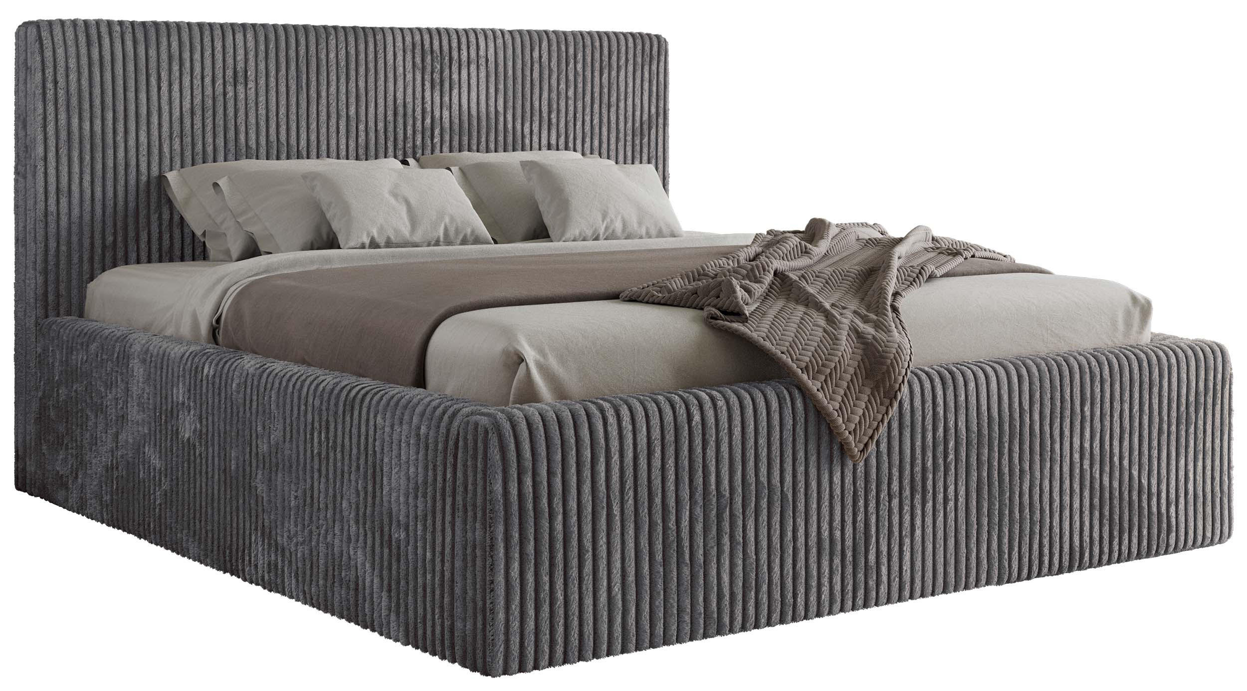 POLSTERBETT TILIANO CLASSIC 180/200 - Grau Cord - Schaum-Matratze - Grau, Textil (180/200cm) - MKS