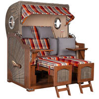 STRANDKORB 2-Sitzer Düne Mahagoni 584 - Rot/Braun, Holz (125/170/80cm) - Mr. Deko