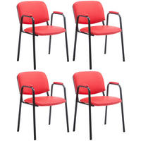 BESUCHERSTUHL 4er Set Lederlook rot - Rot, Textil/Metall (53/79/55cm) - CLP