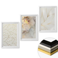 WANDBILDER 3er-Set - 40x60 cm Weißer Rahmen - Blättermuster Marmor abstrakt - Weiß, Kunststoff (40/60cm) - ArtPrintCave