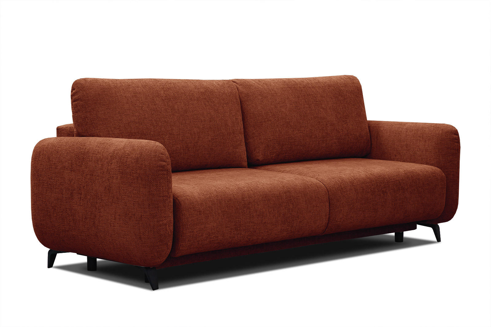 SOFA DRAKE 3-Sitzer mit Schlaffunktion, dunkelorange - Dunkelorange/Braun, Holz/Textil (232/90/107cm) - Courtois Laville