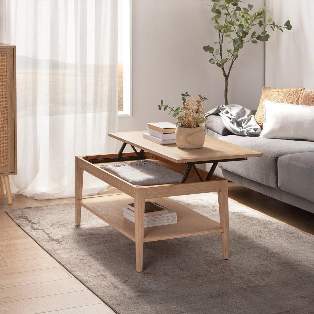 COUCHTISCH HOCHKLAPPBARER Mara Natürlich 100 cm x 45 - 57 cm - Naturfarben, Holzwerkstoff (55/100/45cm)