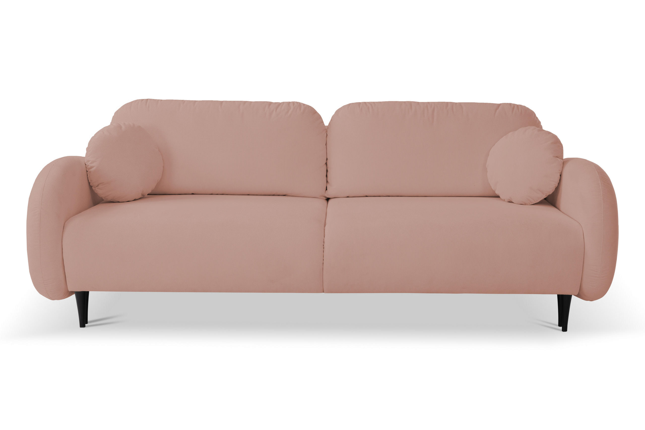 SOFA SOFT RunAgin Mit Schlaffunktion Und Bettkasten, PUR-Schaum, Schwarze Kunststofffüße, lose Rückenkissen, freistehend, 232x109x95 cm Rose - Rosa, Holz/Textil (232/95/109cm) - DomoHome