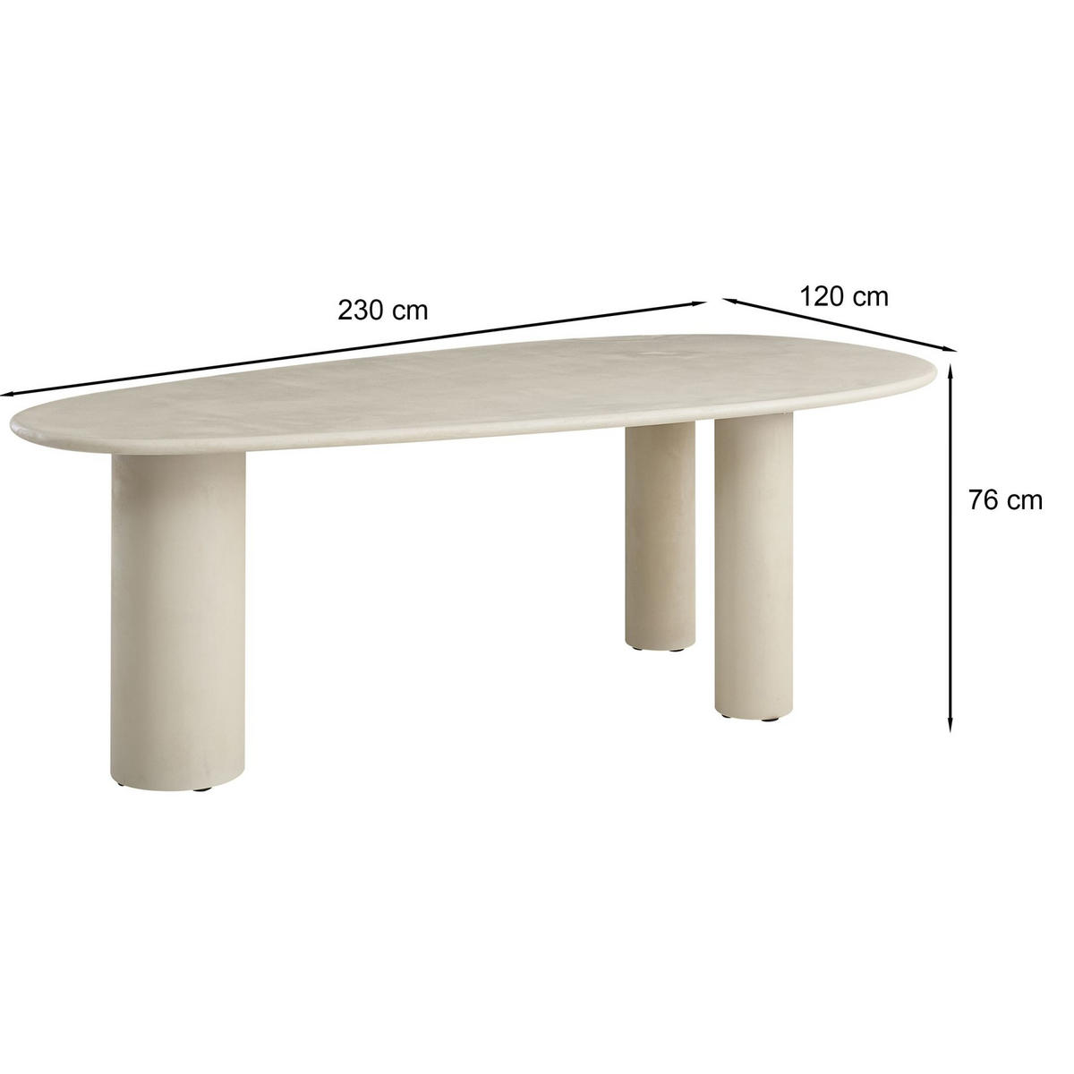 ESSTISCH Innations Mikrozement-Optik 230 x 120 cm - Taupe, Holzwerkstoff (120/230/76cm) - Selsey