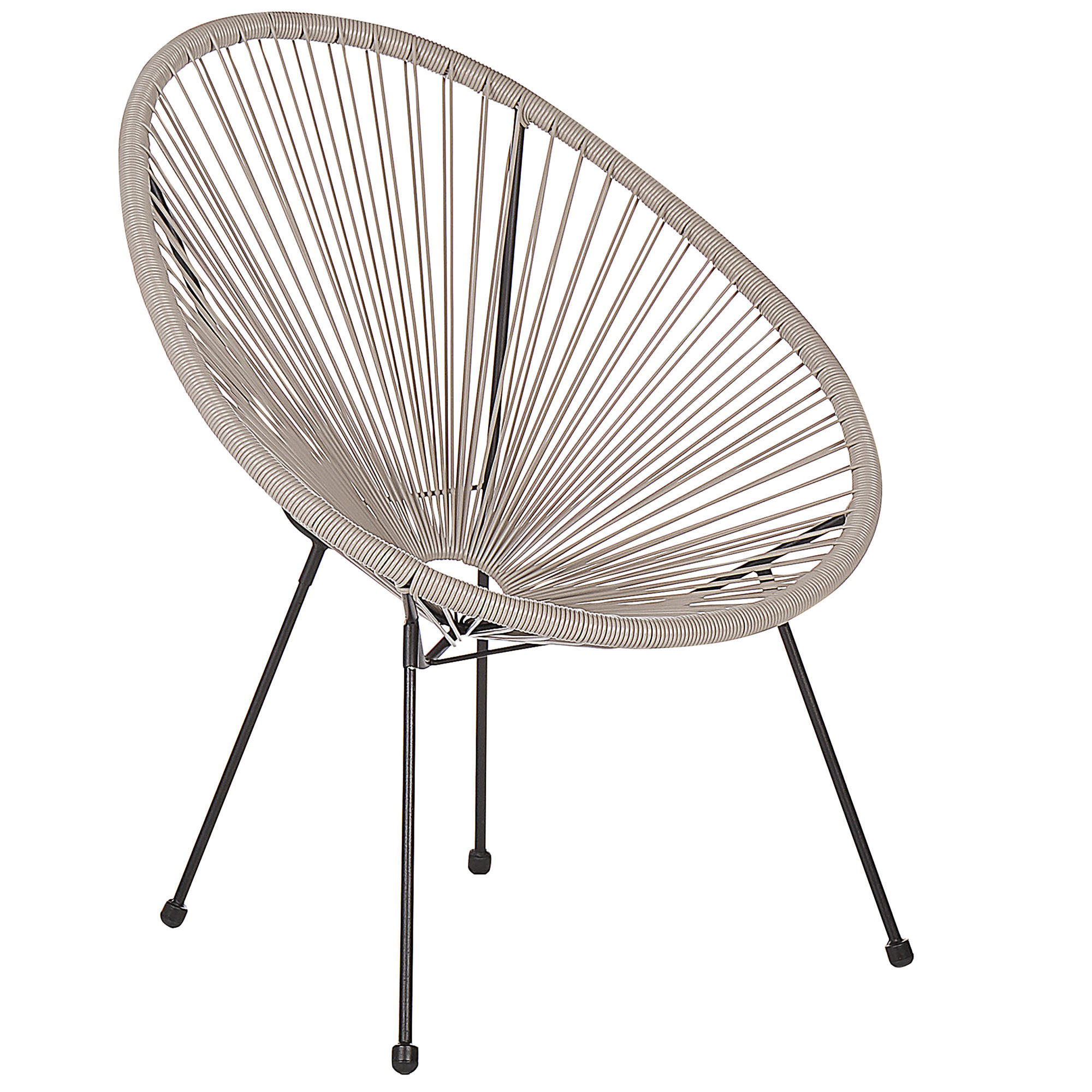 RATTANSTUHL Kunststoff hellgrau 70 cm Acapulco II - Hellgrau/Schwarz, Kunststoff (70/87/90cm) - Beliani
