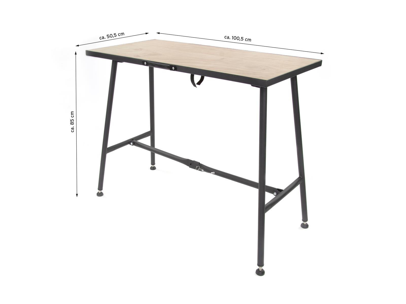 WERKBANK Klappbar 100/50/85 cm 200 kg Tragkraft Stahl Sperrholz - Schwarz, Holz (51/5/101cm) - Rikta