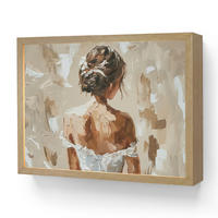 NÁSTĚNNÁ LAMPA S AKUMULÁTOREM Žena - malba - abstraktní - béžová - moderní 40x30 cm - světle hnědá, kompozitní dřevo (40/30/8cm) - OnlyWow