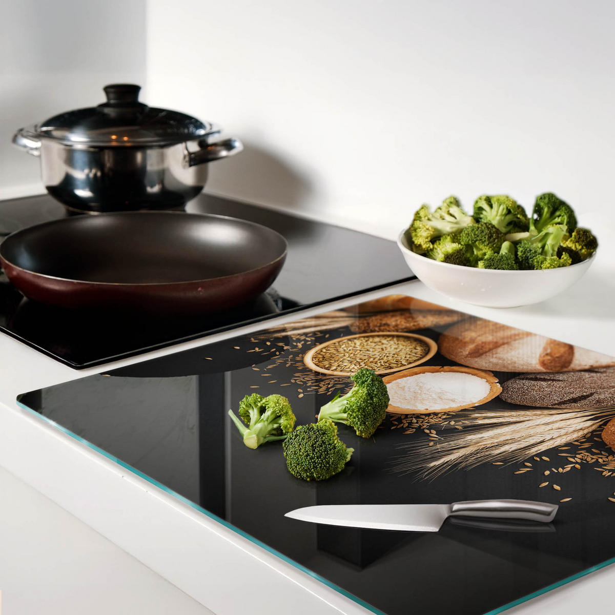 GLASPLATTE 60x52 cm Brot und Weizen - Braun, Glas (60/0.4/52cm) - TULUP