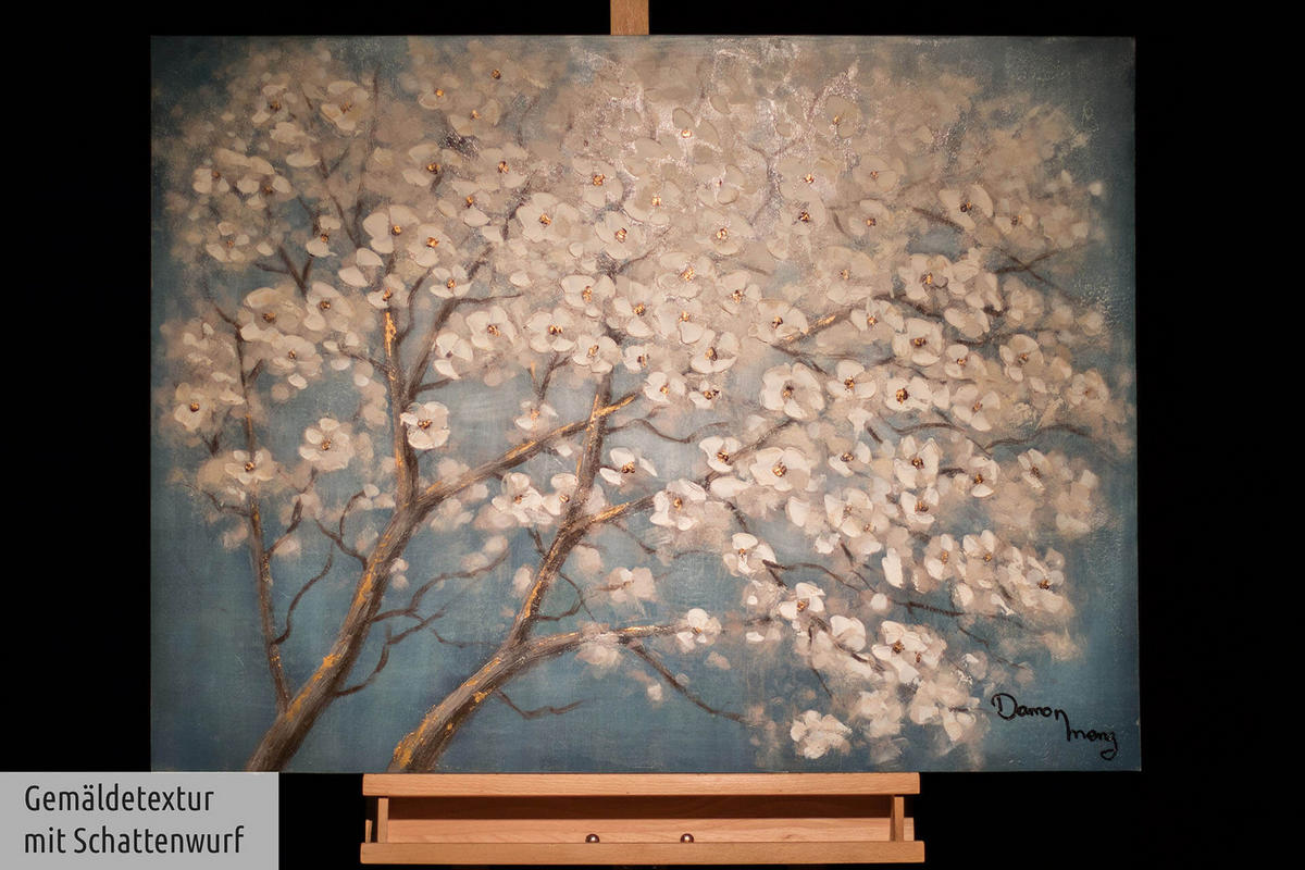 ACRYLBILD HANDGEMALT 100/75 cm - Blau/Weiß, Holz/Textil (1.58/75cm) - KUNSTLOFT